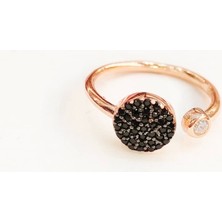 Oriental Siyah Taşlı Rose Gümüş Yüzük