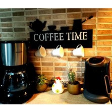 Güneş Lazer Duvar Dekorasyon Coffee Time Ahşap Dekoratif Kupalık