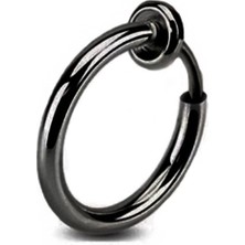 Trend Collection Unisex Siyah Çelik Deliksiz Sıkıştırmalı Piercing Tragus Küpe