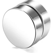 Trend Collection Gümüş Düz Yuvarlak Mıknatıslı Erkek Küpe 1 Adet 8mm Mıknatıs Çelik Manyetik