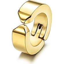 Trend Collection Gold Deliksiz Kulaklara Küpe Sıkıştırmalı Kıstırmalı Unisex Paslanmaz Çelik Küpe