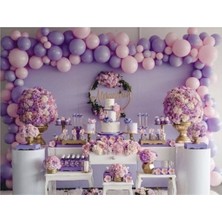 Bal10 Dünyası Pastel Lila-Pembe Balon Zincir Seti 70 Adet + 5 Mt. Balon Zinciri