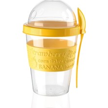 Pazariz Sarı Yoğurt Kabı Kaşıklı ve Meyve Bölmeli  1 Adet