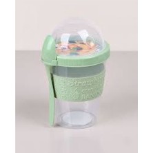 Pazariz Yeşil Meyve Hazneli Kaşıklı Portatif Yoğurt Kabı 600 ml