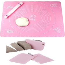 Pazariz Silikon Ölçekli Hamur Açma Matı ve 3 Parça Hamur Kesici Şekillendirici