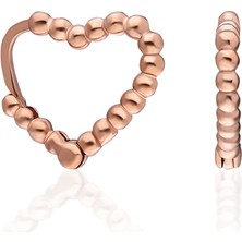 Adal Silver Kadın 925 Ayar Gümüş Rose Kalp Küpe