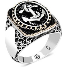 Gumush Gümüş Deniz Çapası Oval Erkek Yüzük