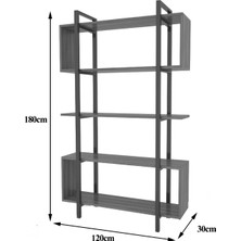 Ev Şehri Roma Metal Kitaplık 5 Raflı 120 cm Büyük Ölçü Raf