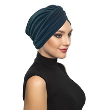 ELYSIANfidan Çapraz Fukuro Simli Astarlı Yeşil Hazır Türban Tesettür Abiye Bone