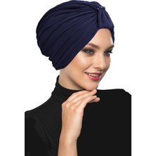 ELYSIANfidan Kristal Kelebek Taş Işlemeli Astarlı Lacivert Hazır Türban Tesettür Abiye Bone