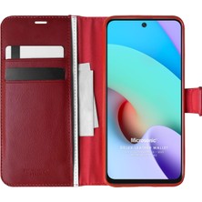 Microsonic Xiaomi Redmi 10 2022 Kılıf Delux Leather Wallet Kırmızı