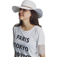 Bay Şapkacı Bağcıklı Geniş Kenarlı Hasır Şapka 1437