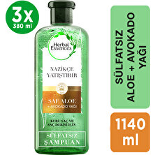 Herbal Essences sülfatsız Şampuan Aloe Gücü + Avokado 380 ml x 3