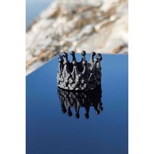 Trend Collection Kral Taç Model Ayarlanabilir Siyah Yüzük