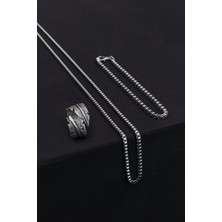 Trend Collection Tüy Yaprak Model Ayarlanabilir Yüzük Küp Bileklik ve Kolye Set