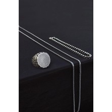 Trend Collection Çukur Yamaç Ayarlanabilir Gümüş Kaplama Yüzük Küp Bileklik ve Kolye Set