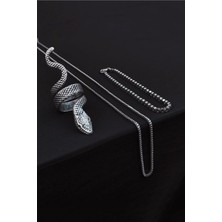Trend Collection Dolama Yılan Figür Ayarlanabilir Yüzük Küp Bileklik ve Kolye Set