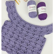 Spagettiyarn Mercerized Cotton Açık Lila El Örgü Ipliği