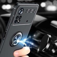 Tekno Grup Xiaomi Poco M4 Pro 4g Kılıf Ultra Korumalı Yüzüklü Manyetik Ravel Silikon + Cam Ekran Koruyucu