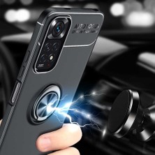 Tekno Grup Xiaomi Redmi Note 11 Global Kılıf Ultra Korumalı Yüzüklü Manyetik Ravel Silikon + Cam Ekran Koruyucu