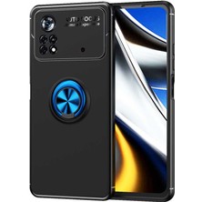 Tekno Grup Xiaomi Poco M4 Pro 4g Kılıf Ultra Korumalı Yüzüklü Manyetik Ravel Silikon + Tam Kaplayan 5d Ekran Koruyucu