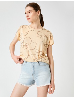 Koton Baskılı Tişört Kısa Kollu Bisiklet Yaka