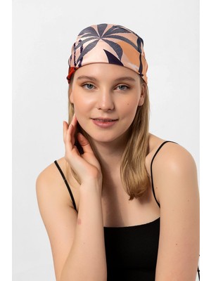 Saria Moda Yaprak Desen Kiremit Fular Bandana