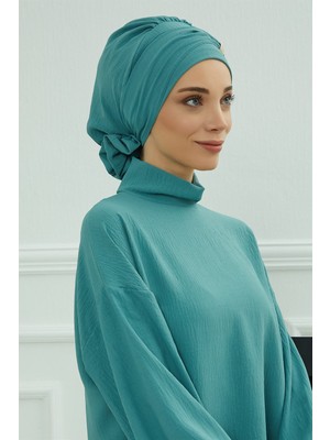 Aisha's Design Aksesuarlı Aerobin Kumaş Hazır Türban,mint Yeşili,ht-95