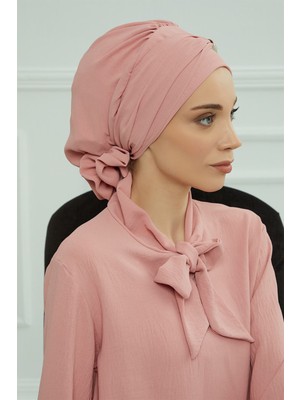 Aisha's Design Aksesuarlı Aerobin Kumaş Hazır Türban,pembe,ht-95