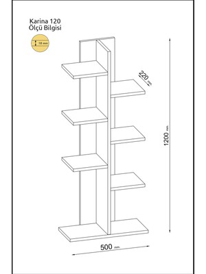 Mihra Home Karina Kitaplık 120CM Beyaz