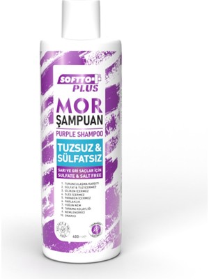 Softto Plus Mor Şampuan Boyalı Saçlar İçin Renk Koruyucu Etki 400 ml Parabensiz
