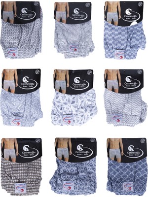 Erkek 10'lu Paket Karışık Desenli Düğmeli Boxer