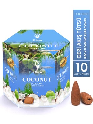 Okçu Coconut / Coco Geri Akışlı Tütsü Şelale Konik Backflow Incense Cones 10 Adet / Pieces