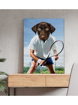 BK Evcil Dostlara Özel Tenis Oyuncusu Tasarımlı Portre Kanvas Tablo 50 x 70 cm - 3