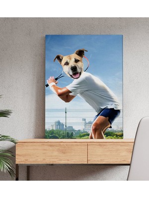 BK Evcil Dostlara Özel Tenis Oyuncusu Tasarımlı Portre Kanvas Tablo 50 x 70 cm - 4
