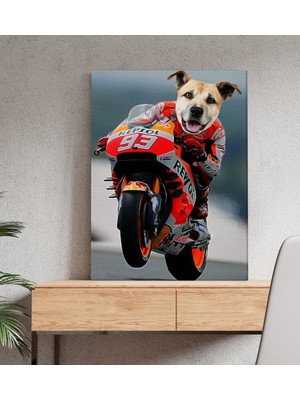 BK Evcil Dostlara Özel Motogp Tasarımlı Portre Kanvas Tablo 50 x 70 cm - 1