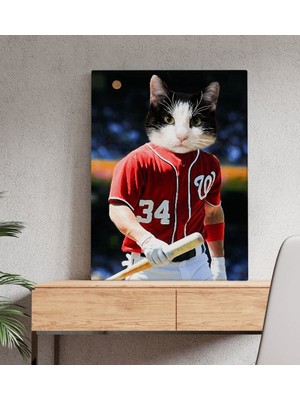BK Evcil Dostlara Özel Beyzbol Oyuncusu Tasarımlı Portre Kanvas Tablo 50 x 70 cm - 8