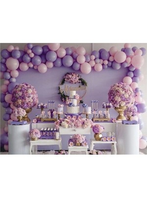 Best Parti Pastel Lila-Pembe Balon Zincir Seti 100 Adet + 5 Mt. Balon Zinciri