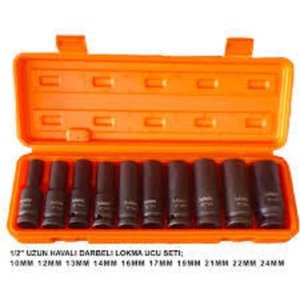 1/2 6 Köşe Darbeli Uzun Lokma Ucu Seti 10 Parça