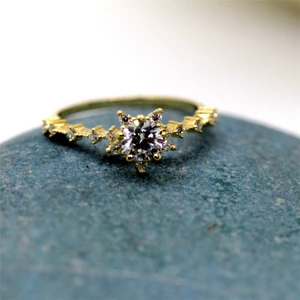 Fasek Gold Gümüş Yüzük - Vintage Jennifer Lopez 0.85 CT Swarovski Taşlı 925 Ayar Gümüş Yüzük-Hediyelik Yüzük