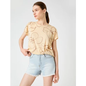 Baskılı Tişört Kısa Kollu Bisiklet Yaka