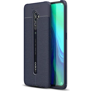 Oppo Reno2 Z Kılıf Niss Deri Görünümlü Silikon + Nano Cam