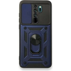 Xiaomi Redmi Note 8 Pro Kılıf Yüzüklü Standlı Kamera Korumalı + Ekran Koruyucu Nano Cam