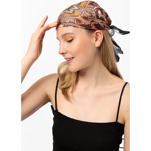 Saria Moda Kahverengi Desenli Fular Bandana