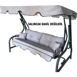 Vip Home Concept 3 Kişilik Lüks Vip Salıncak Minderi Düğmeli-Süngerli Bahçe Minderi Gri Kırçıllı