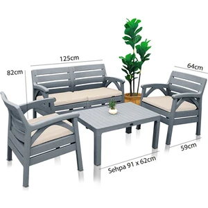 Çavdar Group Santana 2+1+1  Bahçe Balkon Teras Veranda Oturma Grubu-Sehpalı Koltuk Seti
