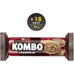 Kombo Çikolata ve Kavrulmuş Hindistan Cevizi Kaplamalı Lokmalık Bisküvi 84 g x 18 Adet