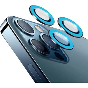 iPhone 12 Pro Max Fosfor Işıklı Kamera Camı Lens Koruyucu Halka Set - AL2883
