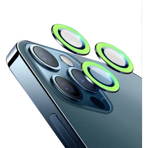 iPhone 12 Pro Max Fosfor Işıklı Kamera Camı Lens Koruyucu Halka Set - AL2883