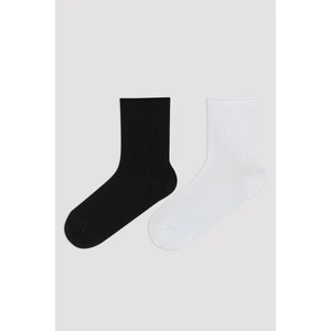 Siyah-Beyaz Modal Mater 2li Soket Çorap